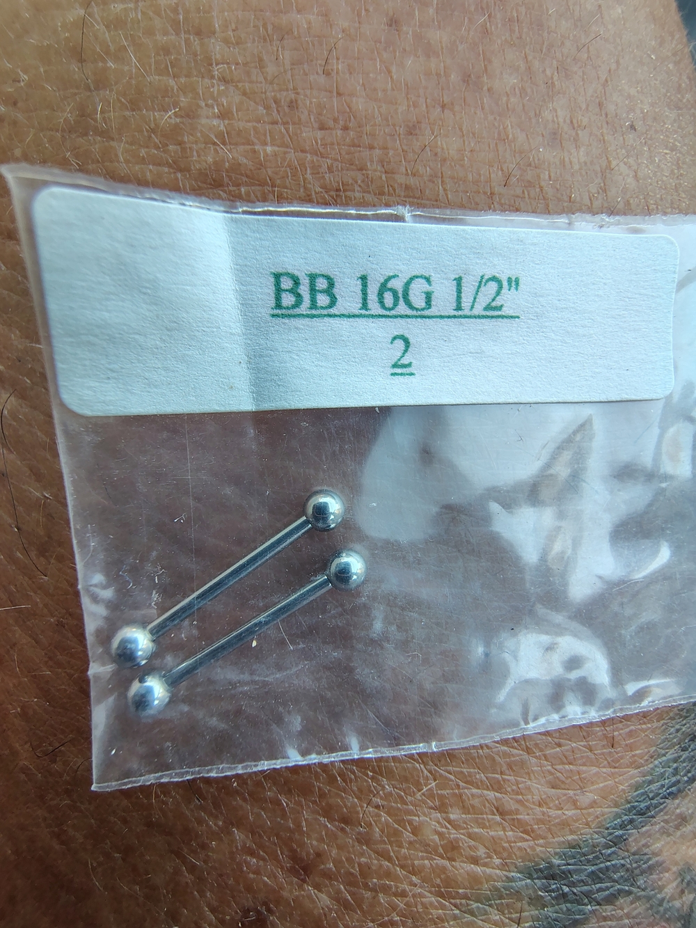 Silver Straight Barbell Earrings - 16G 1/2" (Pack of 2)/316L